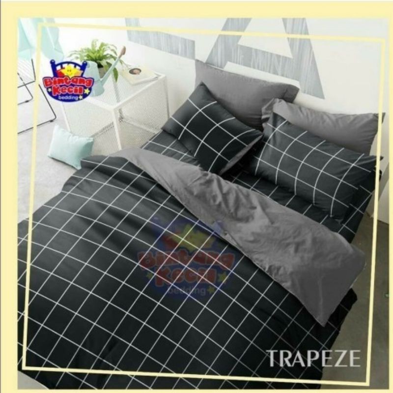 BEDCOVER AESTHETIC MONOKROM HITAM ABU KOTAK KOREAN STYLE GINGNAM SEPRAI AESTHETIC II SPREI ANTI GESE