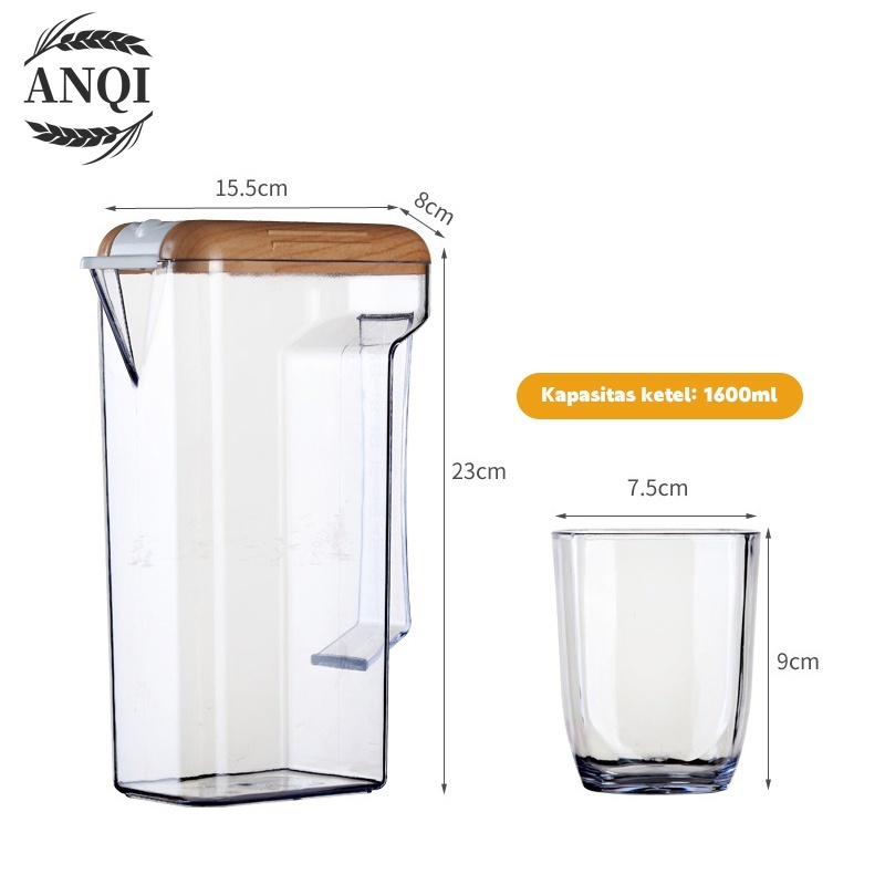 Teko Air Panas Dan Dingin set dengan Cangkir / Teko plastik Air minum Jug 2 Liter Besar Plastik