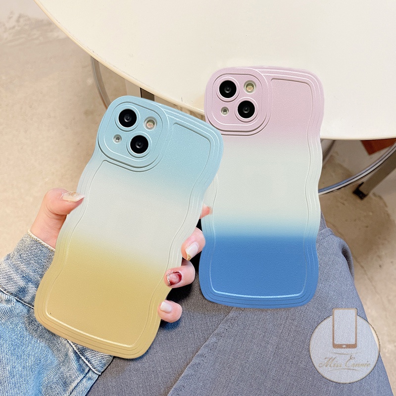 Casing OPPO A17 A78 A96 A15 A12 A55 Reno 8t A57 A77 A95 A16K A1K A7 A15s A5s A54 A16E A74 A76 A16 A3s F9 A53 A9 A5 A16s A12E A52 A72 A35 Simple Colorful Gradient Wavy Edge Case