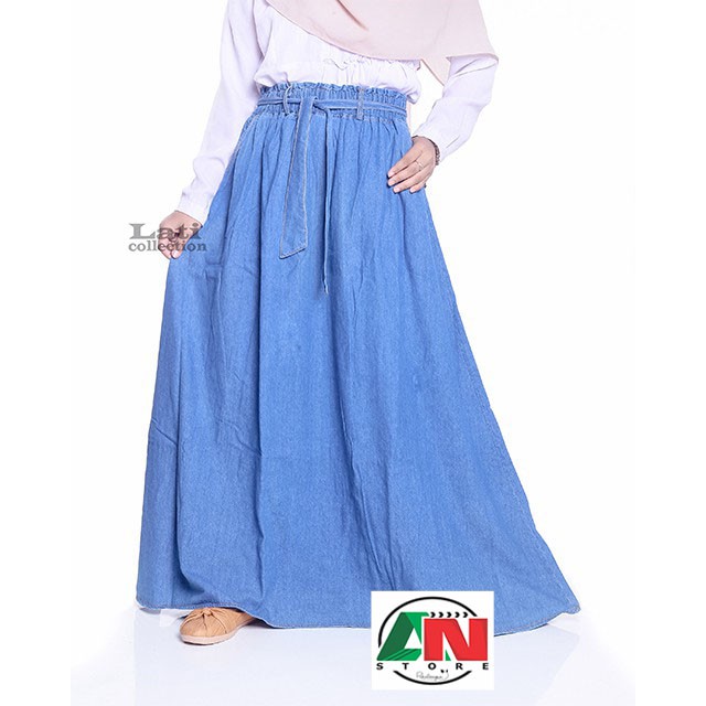 ROK JEANS JUMBO / ROK JEANS PANJANG /ROK DENIM JUMBO LINE A / ROK WANITA DEWASA BIG SIZE