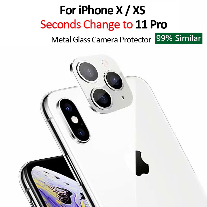 3D Logam Kaca Pelindung Kamera Kasus iPhone X Xs Max Ganti