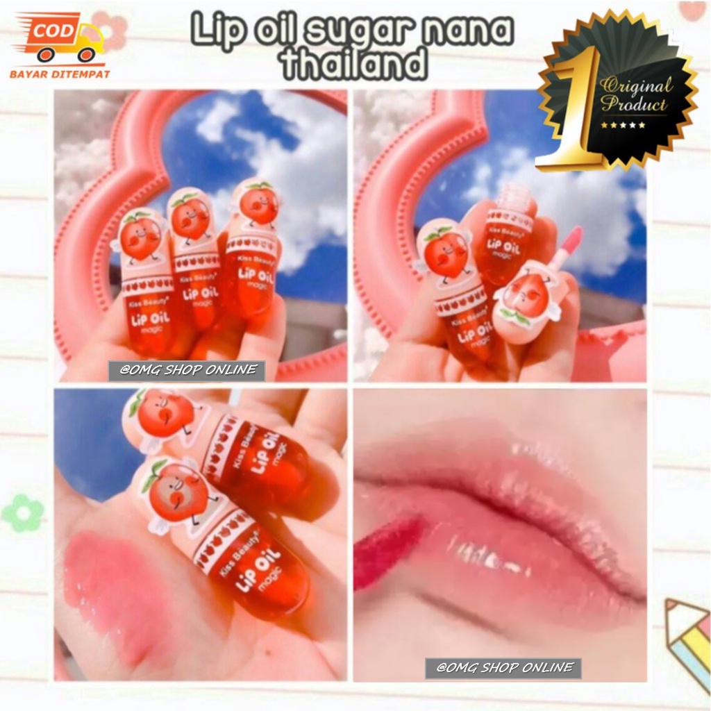 Lip Oil Kiss Beauty Magic Pink PEACH Sugar Nana Bangkok Original THAILAND / Lipgloss Bening Lip Oil Bibir Bening Korea Murah / Lip Balm Korea Pemerah Bibir Pelembab Bibir / Liptint Korea Lipbalm Lipstik Tahan Lama Anti Air Make Up Kosmetik Wanita Pria