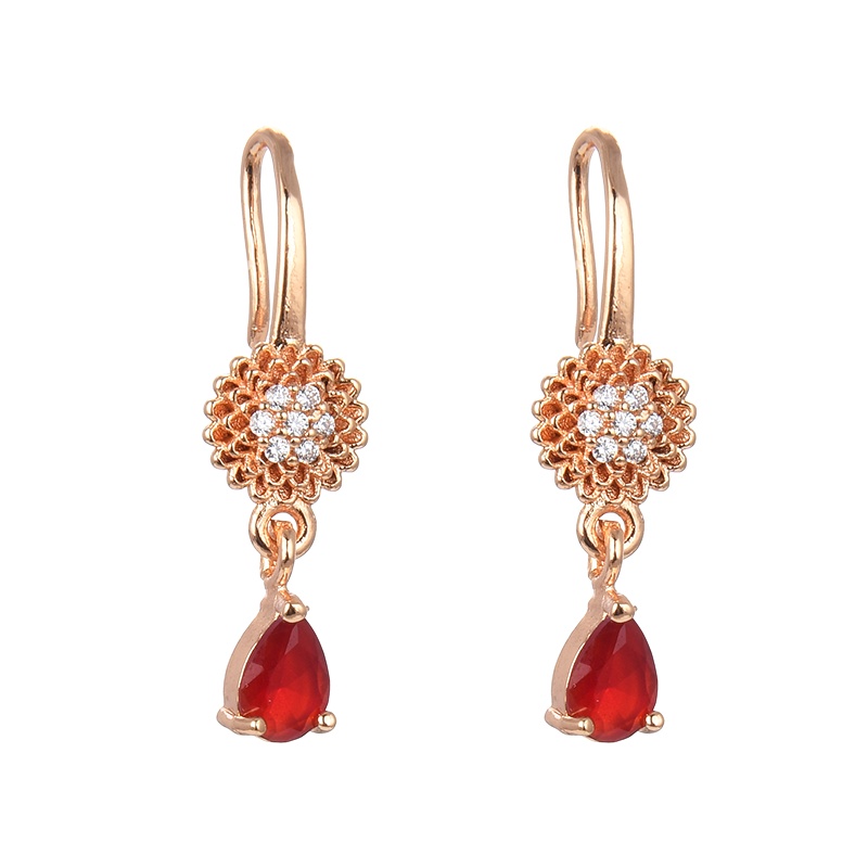 anting titanium wanita emas muda anti karat dewasa tusuk korea asli panjang dan luntur korea style selamanya dewasa 120-129e-120e-merah