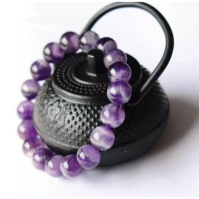 Gelang batu kecubung ungu susu kalimantan ORIGINAL-8 mm