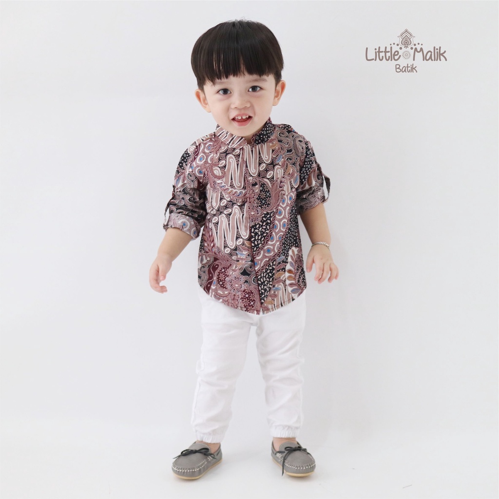 READY STOCK Kemeja Batik Anak / Ayah Lengan Panjang By Little Malik Batik, Warna Lilac