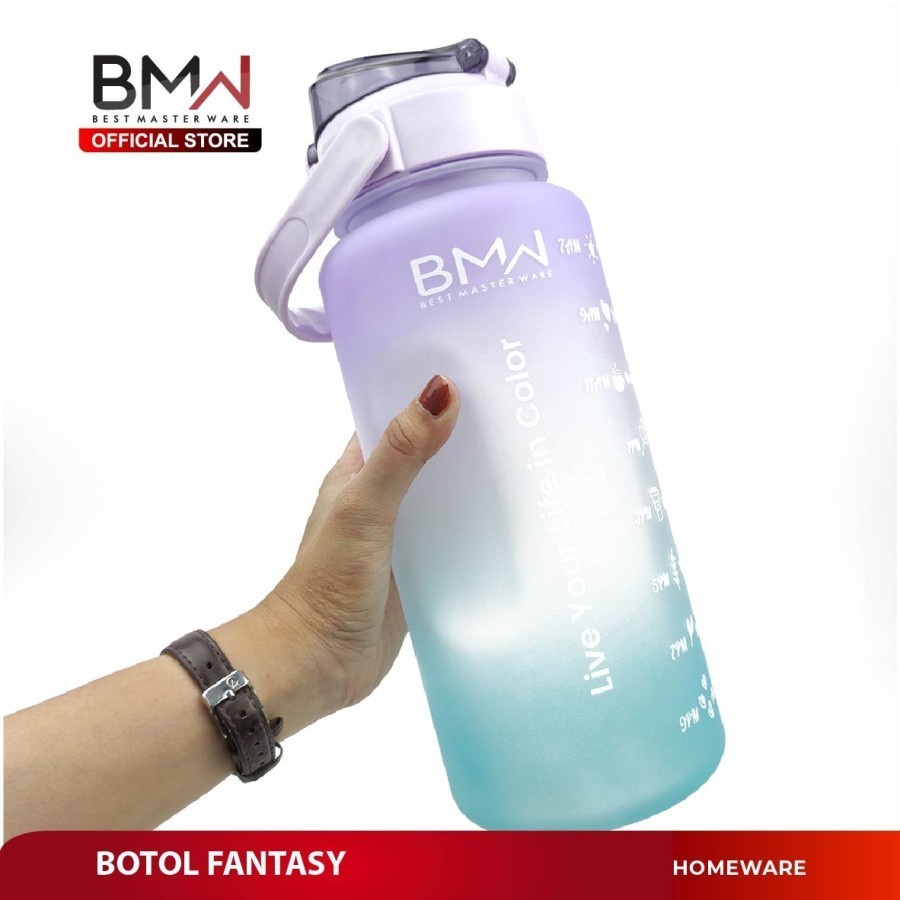 (COD) Botol Jumbo Viral - Botol Fantasy - Tempat Air Minum 2000 Ml Serbaguna