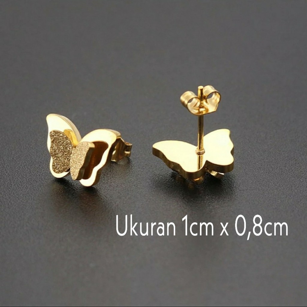 Anting Titanium Model Kupu-Kupu Tersedia Warna Rose Gold, Gold dan Silver