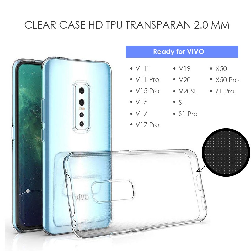 CLEAR CASE VIVO Y11 Z1 PRO S1 S1 PRO Y91 Y93 Y95 V20 V20SE Y20A Y91C HD TPU JELLY TRANSPARAN 2.0 mm (by ga2)