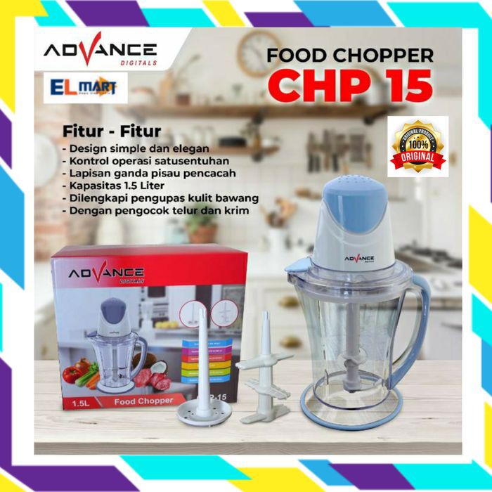 Food chopper plastik multifungsi 1,5L ADVANCE CHP15 -penggiling daging