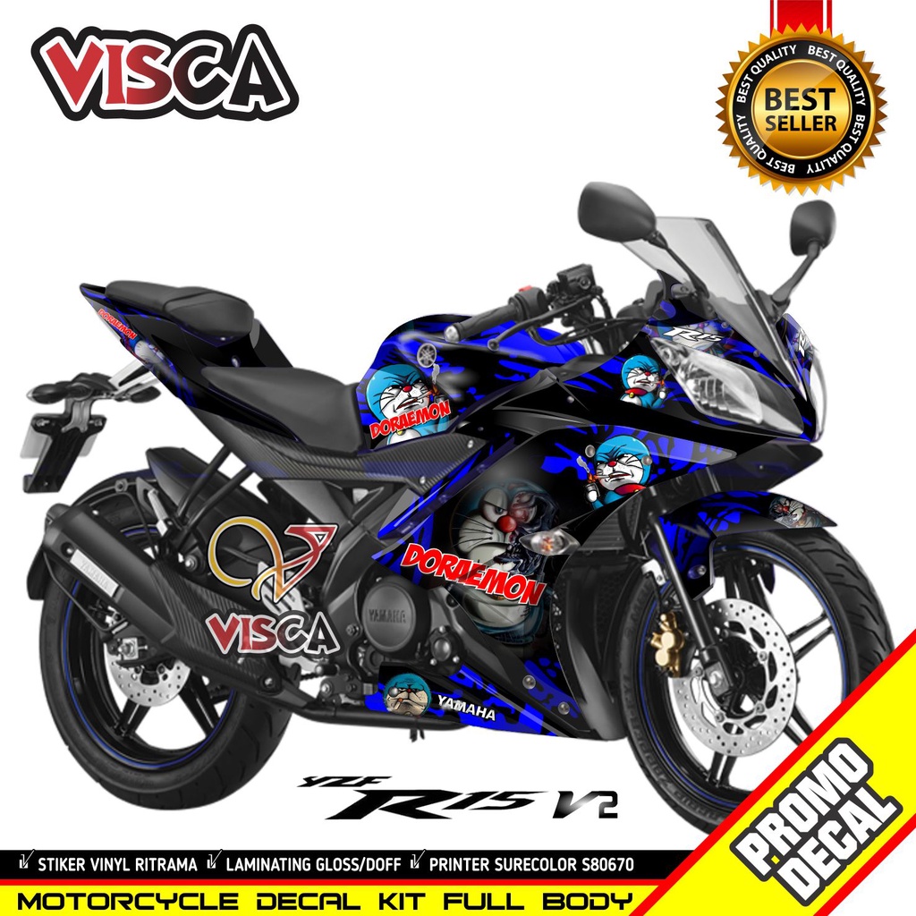 Decal R15 V2 Full Body Stiker R15 V2 Striping R15 V2 Sticker R15 V2 Full Blok motif doraemon premn g