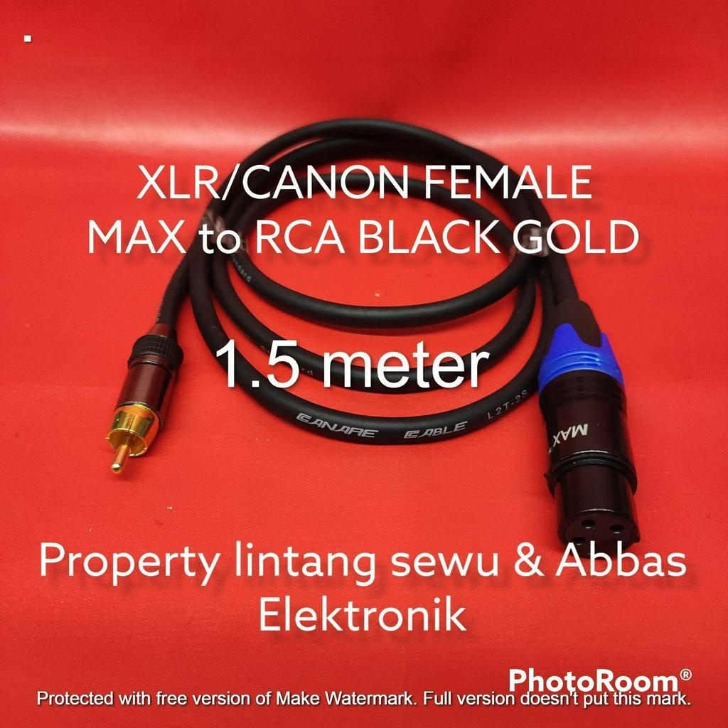 KABEL JEK RCA BLACK GOLD TO XLR CANON FEMALE MAX 1.5 METER