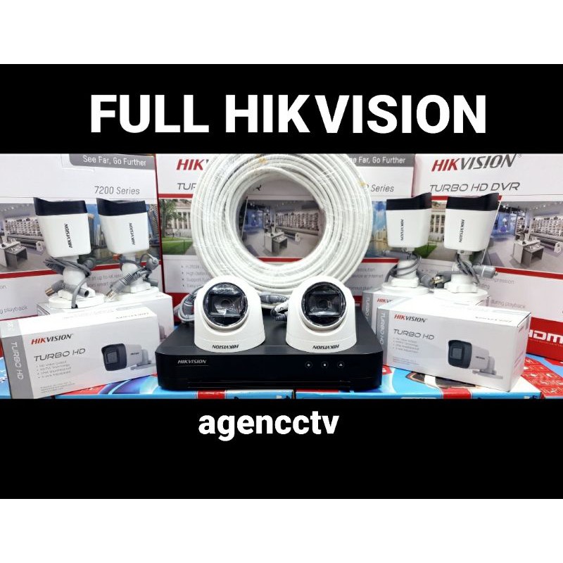 PAKET CCTV HIKVISION 8 CHANNEL 6 KAMERA 2MP 1080P TURBO HD LENGKAP SIAP PASANG