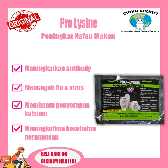 VITAMIN NAFSU MAKAN KUCING PRO LYSINE 15 GR MENINGKATKAN NAFSU MAKAN