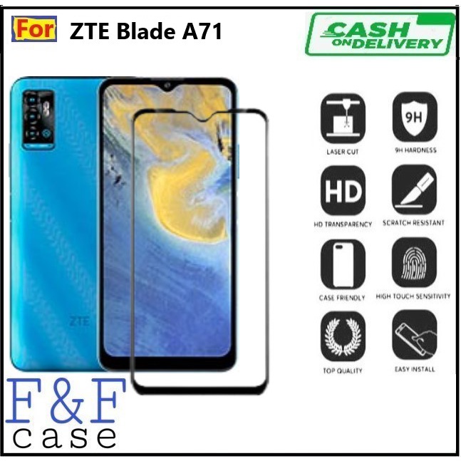 Tempered Glass ZTE Blade A71 full screen Anti gores kaca full layar