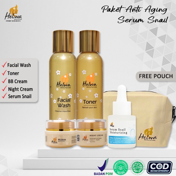 WAJIB KONSUL PAKET ANTY AGING + SERUM SNAIL FREE POUCH HELWA BEAUTYCARE