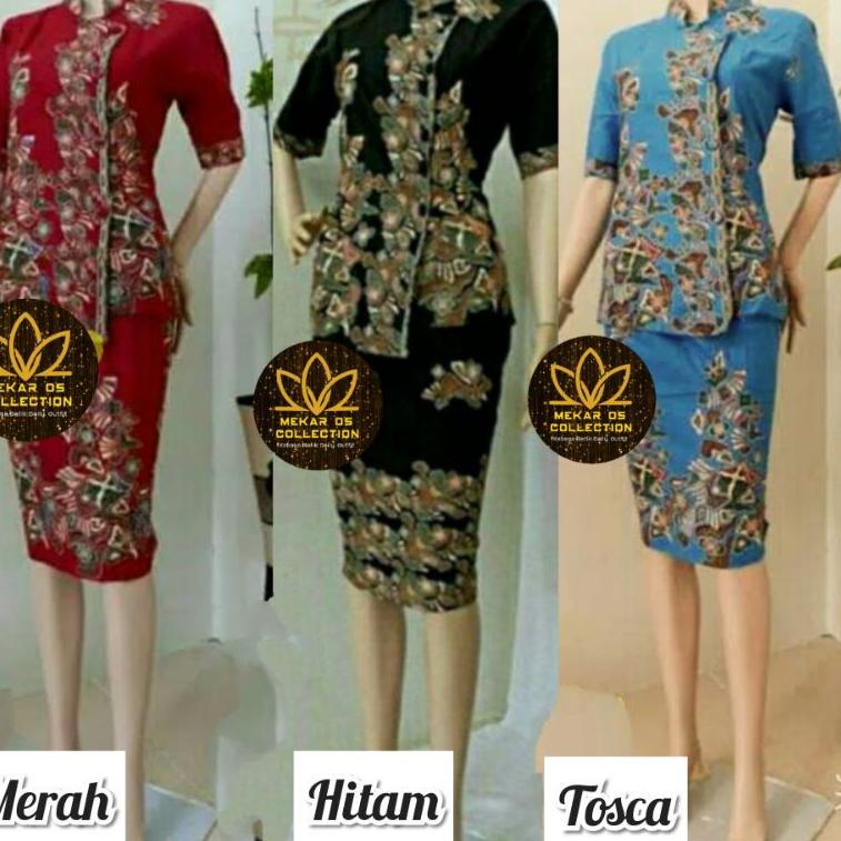 [ART. 800608] ROK DAN BLUS BATIK PRAMUGARI JENIFER KERANG PENDEK