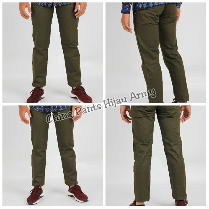 Celana Pria COD Best Seller KOREA branded berkualitas SALE W0T5 murah Chino Slimfit Warna Hijau army