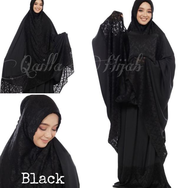 Mukena Zara Katun Silky Premium Bahan Adem, Mukena Dewasa Hitam Jumbo