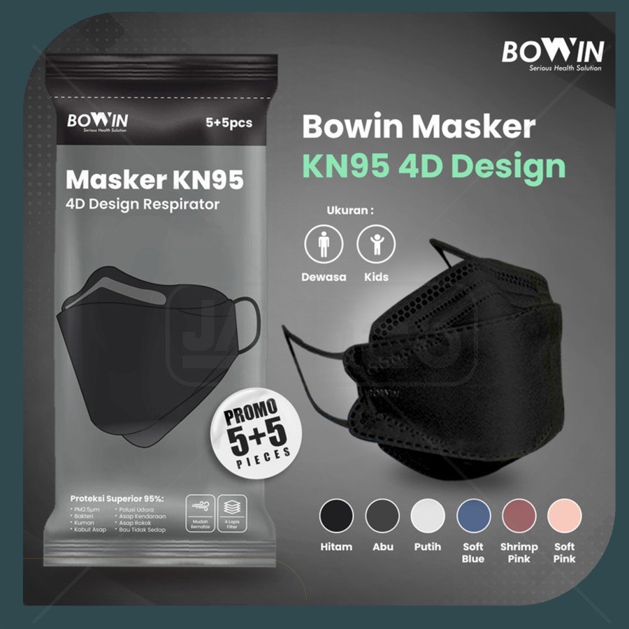 Bowin Masker KN95 4D Design 95% BFE PFE Masker Kesehatan Model KF94
