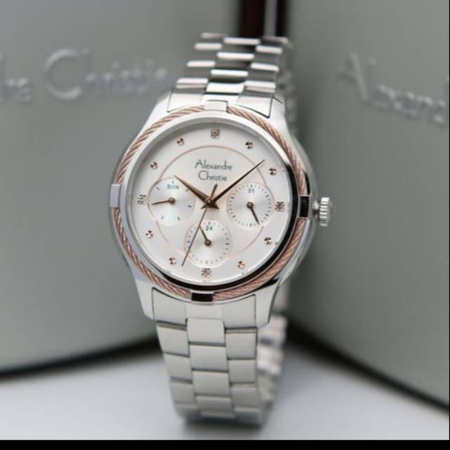 Jam wanita Alexandre christie AC2844 silver putih
