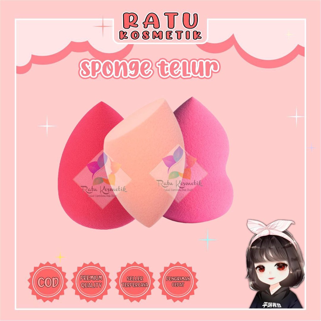 ❤ RATU ❤ Sponge Telur | Spon Egg Make Up | Spons Beauty Blender Besar Kecil