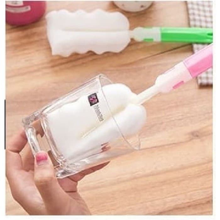 Sikat Cuci Pembersih Botol Gelas Sponge Spon Tongkat