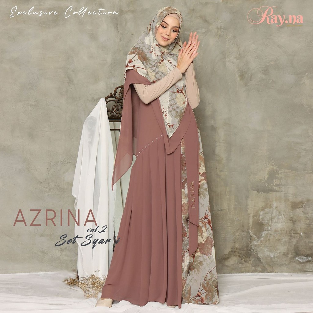AZRINA By RAYNA, DRESS PANJANG GAMIS SYARI PREMIUM MOTIF WARNA PASTEL SOFT