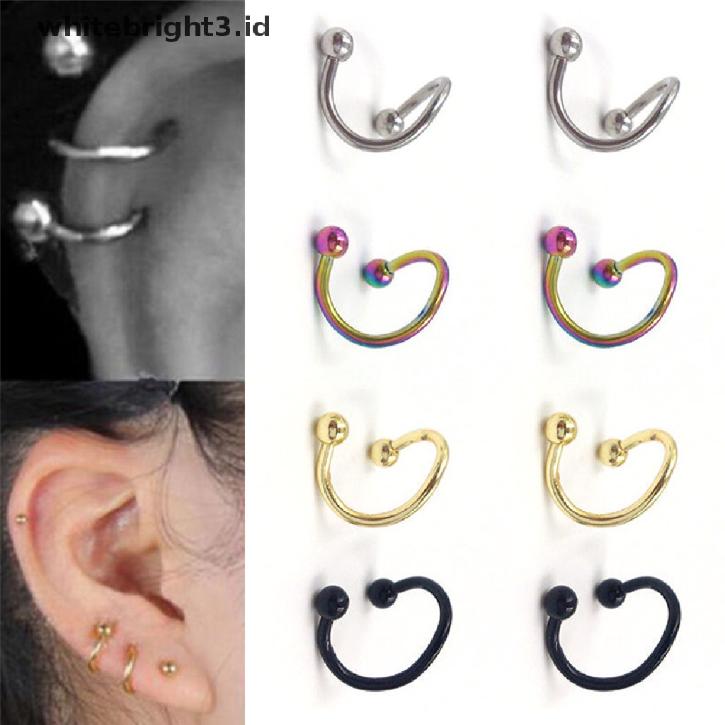 (whitebright3.id) Anting Tindik Telinga / Hidung / Bibir Bentuk Spiral Bahan Stainless Steel Gaya Punk