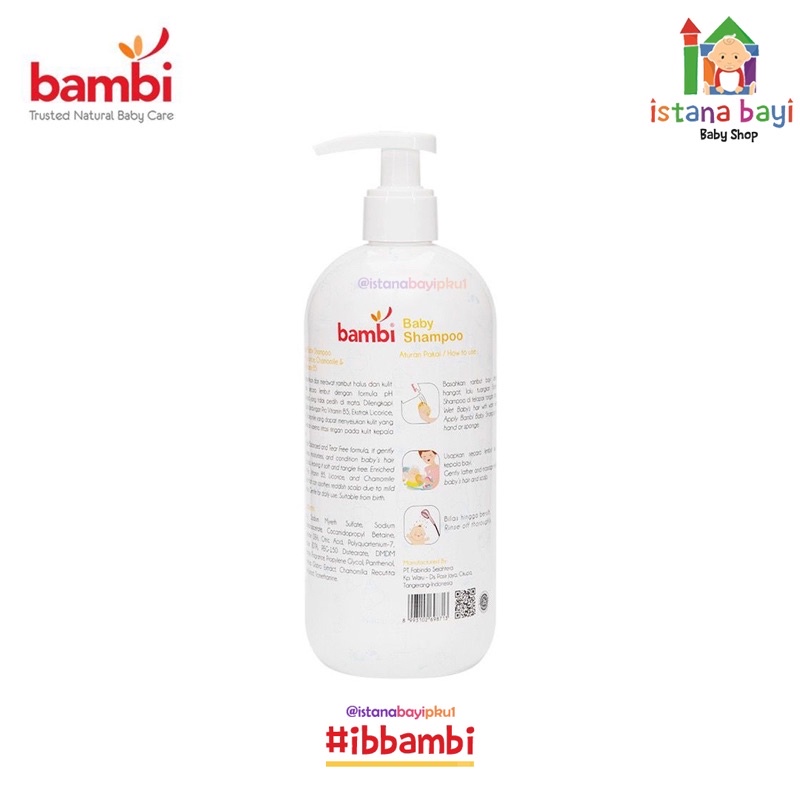 Bambi Baby Shampoo 500ml Pump - Shampoo Bayi