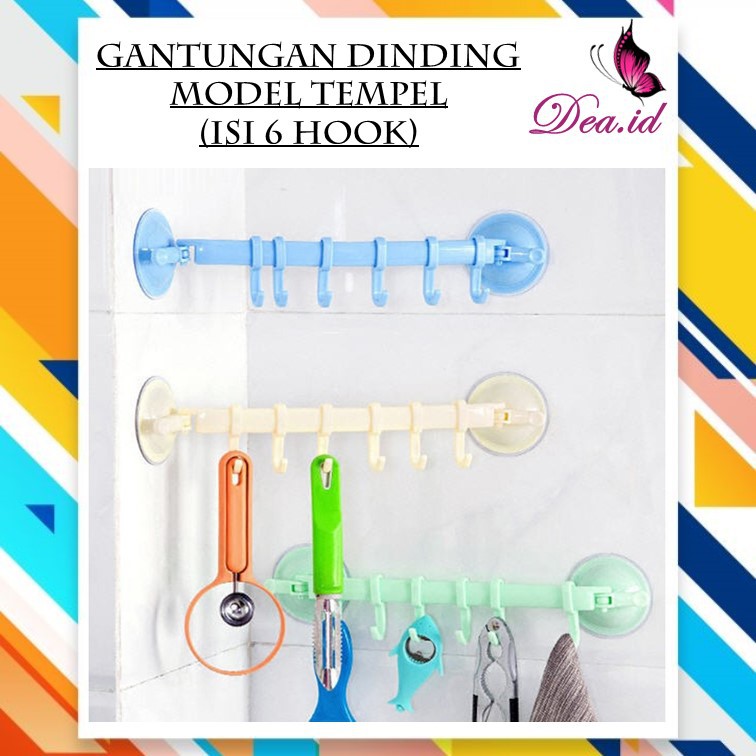 [DEASTORE] GANTUNGAN DINDING TEMPEL 6 HOOK / GANTUNGAN MULTIFUNGSI / RAK GANTUNG KAMAR MANDI