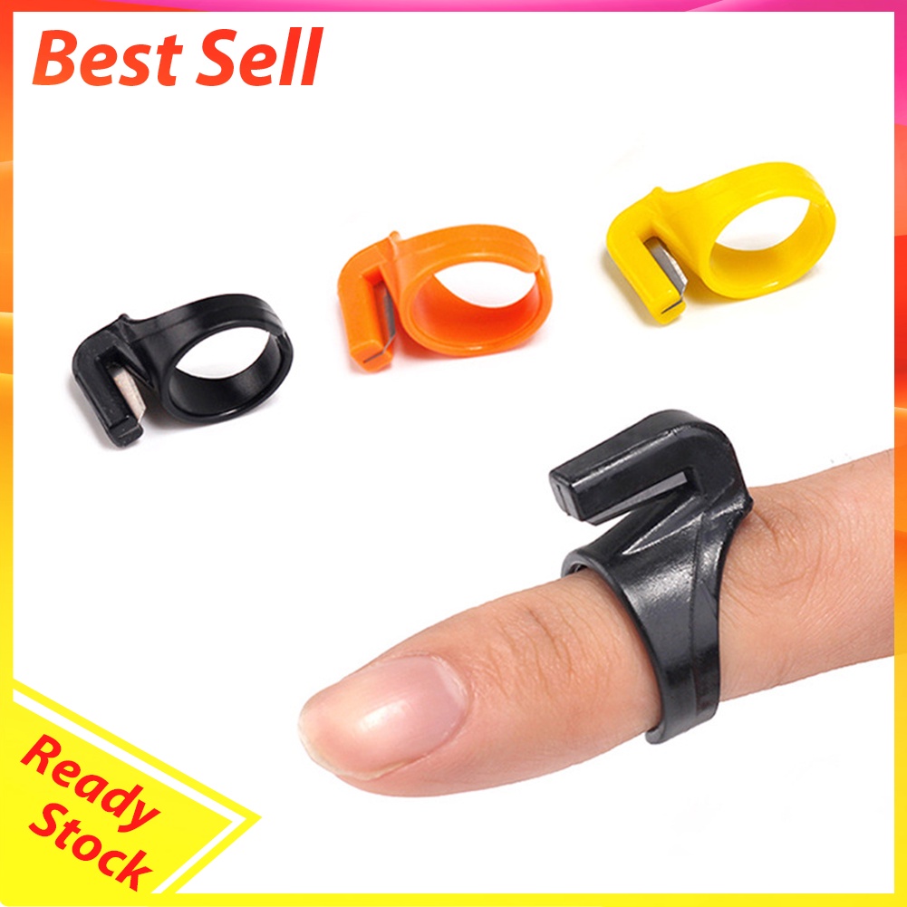 Plastic Thimble Sewing Ring Fishing Thread Cutter Finger Blade Needle Tools