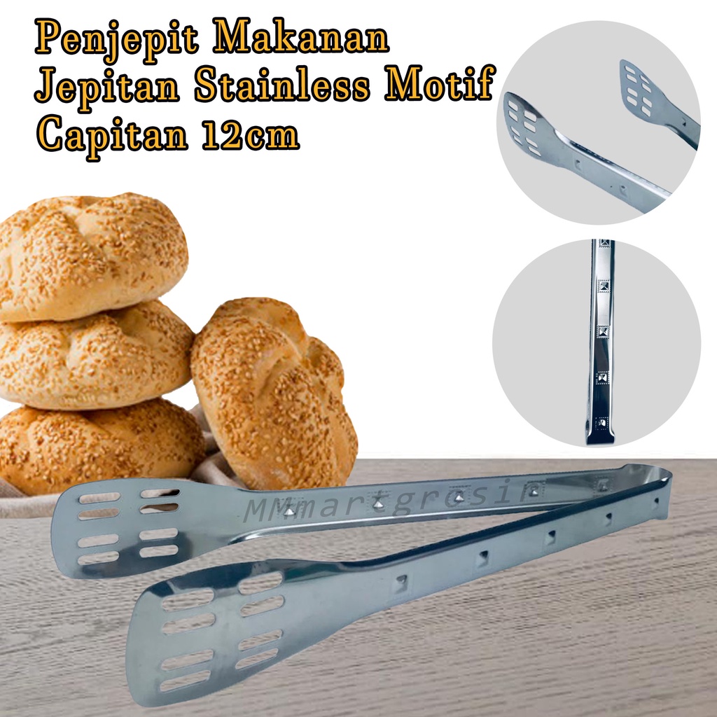 Penjepit Makanan / Jepitan Stainless Motif / 12cm