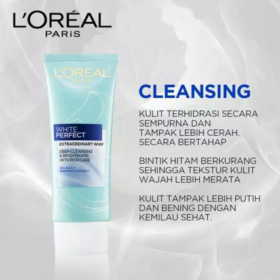 Loreal Paris White AURA Perfect Whip Foam / Scrub Anti Dullness Facial Wash 100ml / Milky Foam 50 ml - Pencuci Wajah BPOM - Sabun Cuci Muka L'oreal Sabun Pembersih Pencuci Wajah Foam Cleanser Pemcuci Face Wash