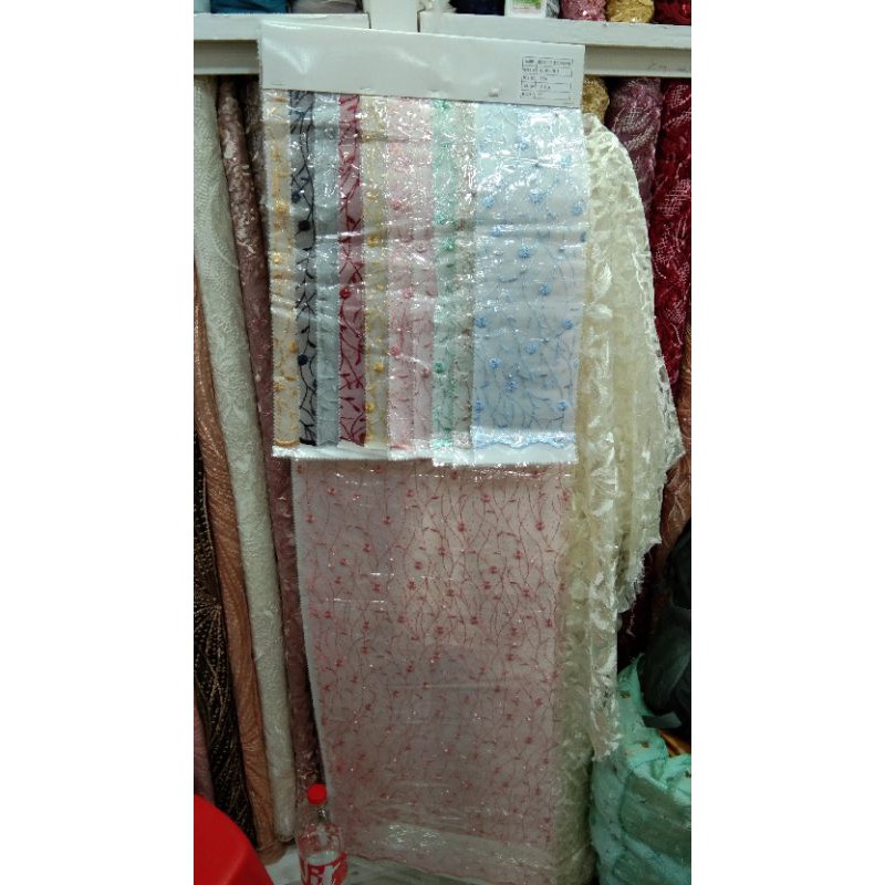 GROSIRAN !! Kain Tile Mutiara / bahan tulle mutiara / Banyak pilihan warna dan motif / TERMURAH