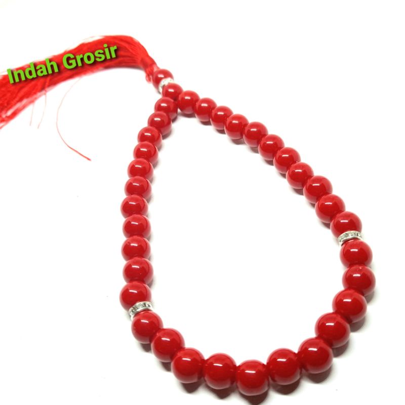 Tasbih batu marjan merah 33butir dim 8mm