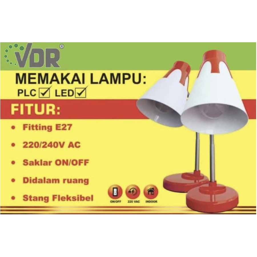 Lampu Meja Belajar Leher LED Fleksibel VDR V-007 / V-008 / V-009 PLC Lampu Bebek Lipat Desk Lamp