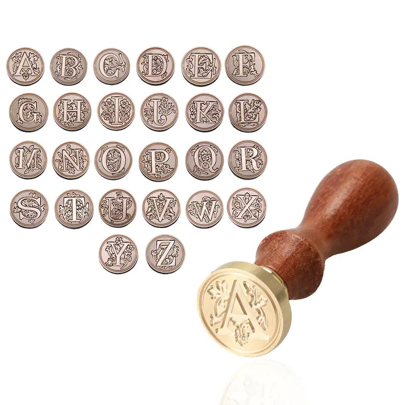 

Seal Wax Coin J-Z - Alphabet Initial Vintage Letter Head Handle - Stempel lilin Klasik undangan.