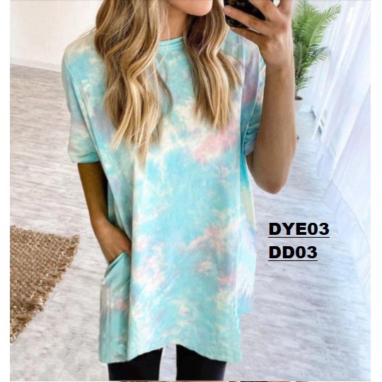 Blouse Tie Dye TShirt Mini Dress Kantong DD