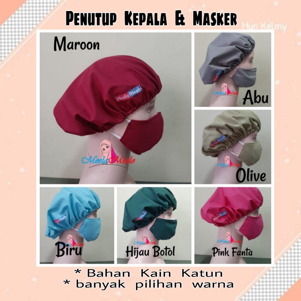 Topi Operasi Surgical Cap Topi Chef Koki Masak Topi Pekerja Pabrik Nursecap Bahan Kain  Penutup kepala Kain Hair net Mob Cap/ Topi Lab penutup kepala medis | Topi