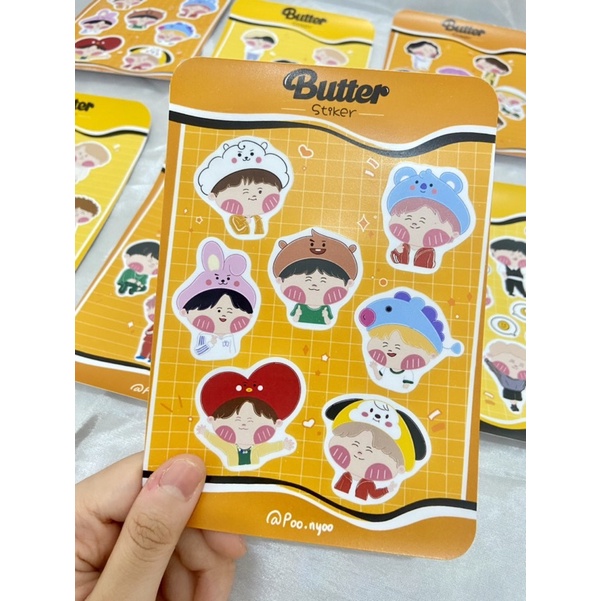 

Stiker Lucu / Stiker Kpop BTS Butter / Sticker Deco Kiss cut / Material Glossy Sticker BTS - Matte Finish