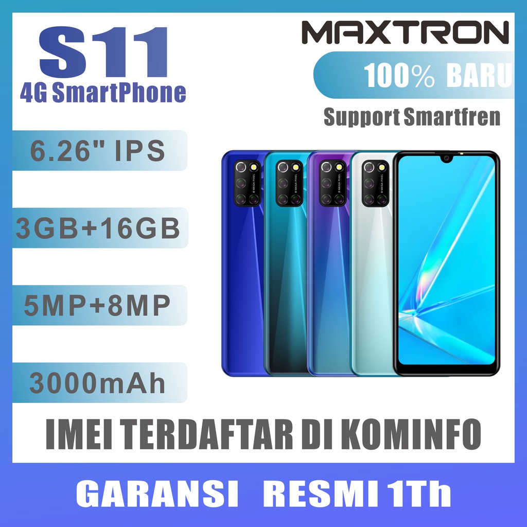 Maxtron S11 RAM 3GB/16GB 4G Smart Phone Android Garansi