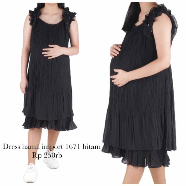 Baju hamil dress hamil import 1671 hitam