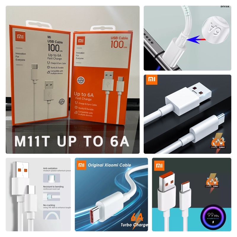 Kabel Data Xiaomi Mi11 Fast Charging Model Turbo 6A Kualitas Original