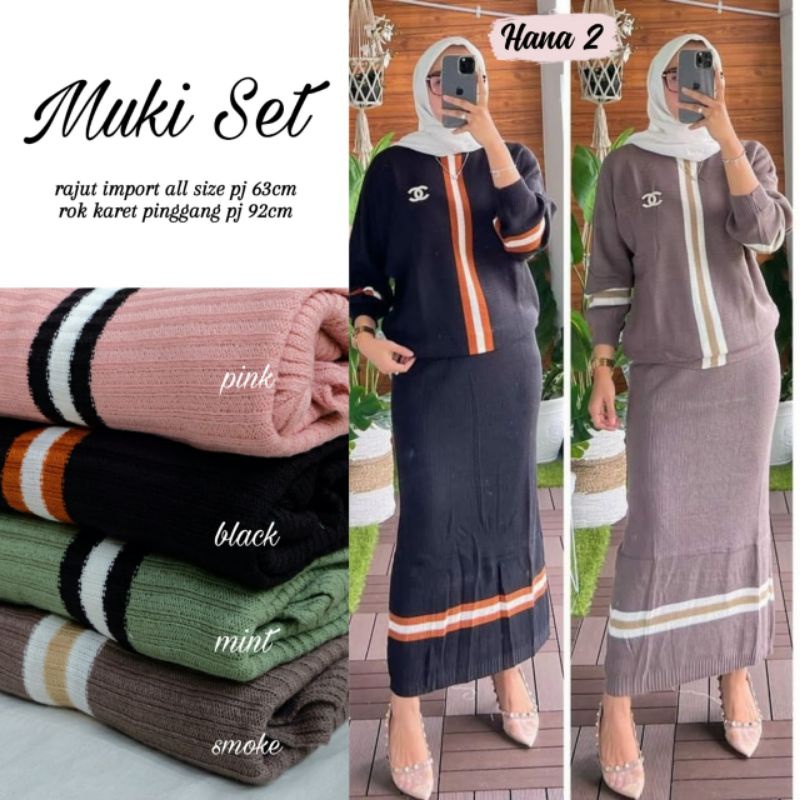 Set Atasan Dan Bawahan Rok Rajut Muki Set Hana Fashion