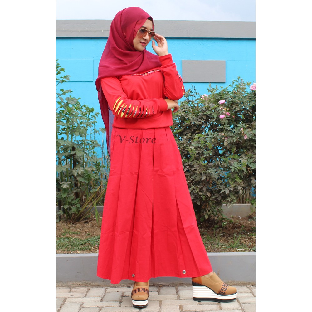 Rok Ring Panjang Rok Wanita Rok Kerja Modis Wanita Warna Merah Rok Wanita Model Numia Skirt