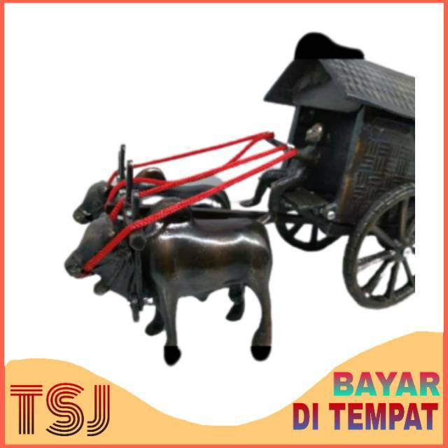 Miniatur Delman Besi Dengan Dua Sapi