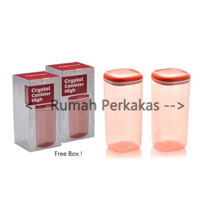 Tupperware Crystal Canister High 2pcs Merah