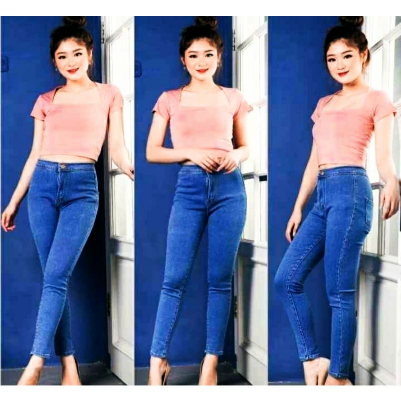 Rk,CELANA HIGH WAIST/HW JEANS WANITA/CELANA HW(HW POLOS)