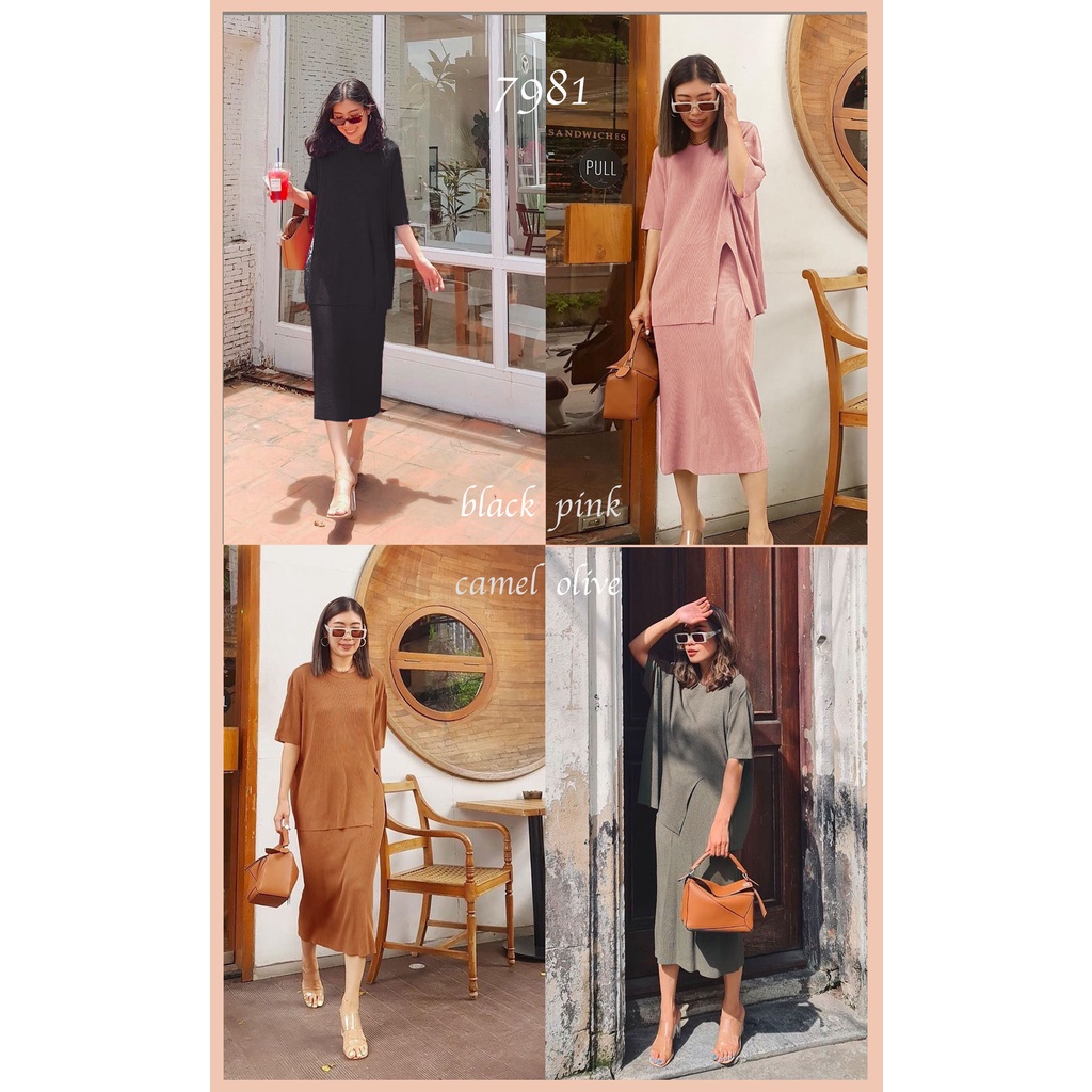 Fiesta Skirt 2pcs Set (Baju + Rok) | Baju Setelan Oversize Wanita Kekinian Korean Style Fashion Wani