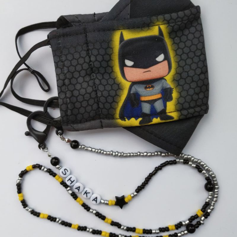 Strap masker anak laki-laki tema Batman tali masker